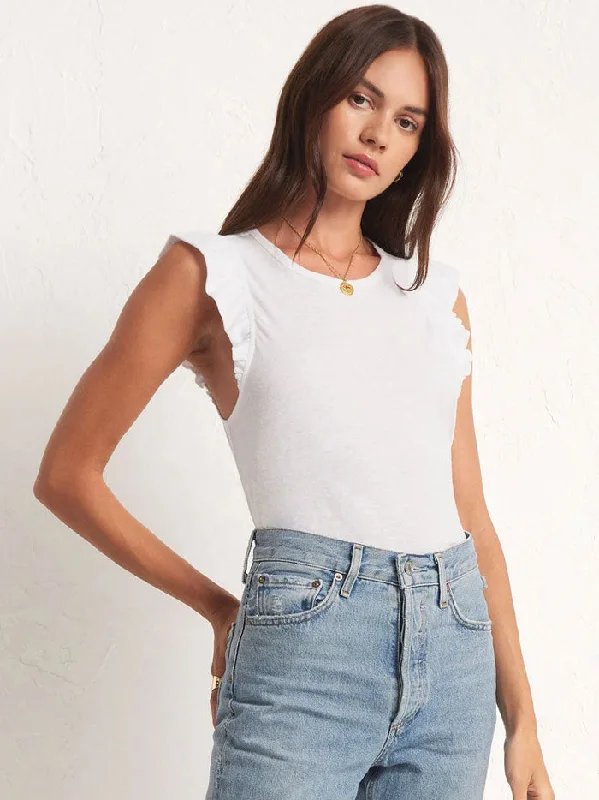 Z Supply ZT241299S Womens Marielle Flutter Tank White lavender tank top