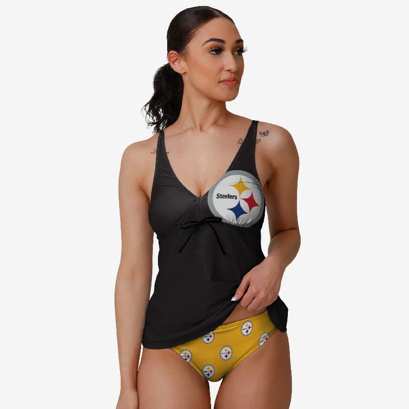 Pittsburgh Steelers Womens Summertime Solid Tankini summer tank top