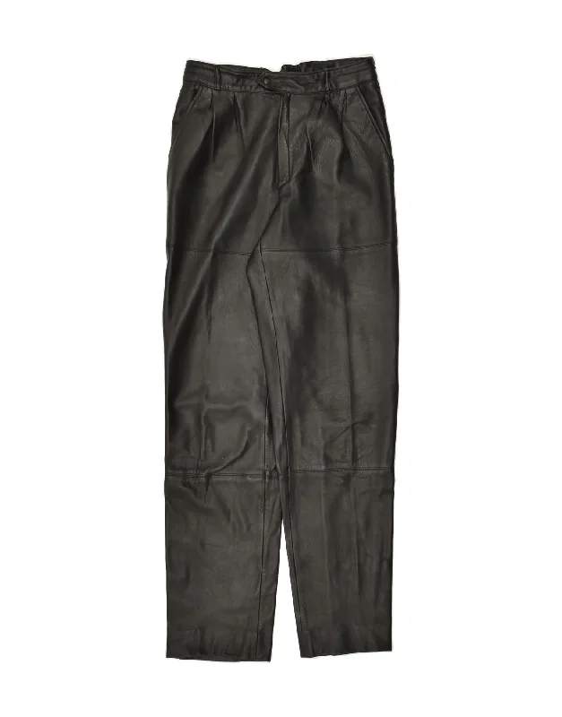 ELLESI Womens Slim Leather Chino Trousers IT 44 Medium W28 L31 Black Trousers Cargo Utility