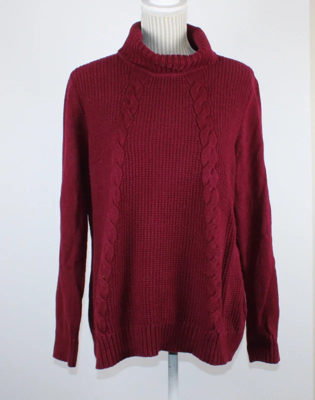 KAREN SCOTT MAROON TURTLENECK SWEATER LADIES LARGE PRE-LOVED Layered Multi-layer Single Layer