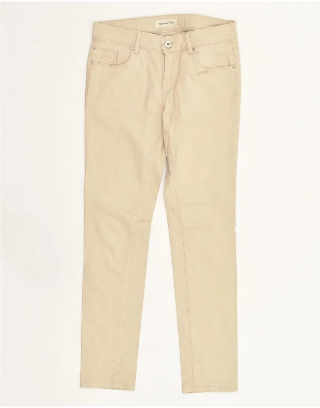 MASSIMO DUTTI Womens Slim Casual Trousers EU 34 2XS W27 L26 Beige Cotton Trousers Versatile Stylish