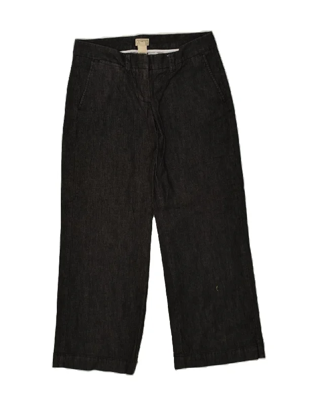 L.L.BEAN Womens Petite Wide Leg Chino Trousers US 8 Medium W30 L27 Black Trousers New Arrival