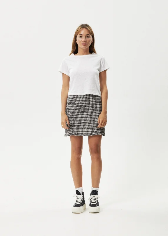 AFENDS Womens Asta - Seersucker Mini Skirt - Steel Check tulle skirt dreamy
