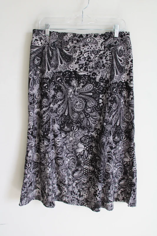 Christopher & Banks Gray Black Floral Skirt | 10 modal blend skirt