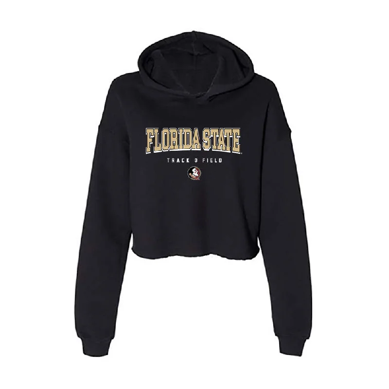 FSU - NCAA Women's Track & Field : Zee Curtis - Women's Crop Fleece Hoodie Hoodie with Distressed Vintage Worn