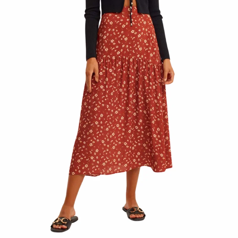 OXXO - Flounce Detailed Patterned Skirt belted skirt waist
