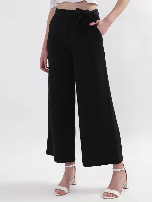 Centre Stage Women Black Fit and Flare Trouser Trousers Versatile Stylish