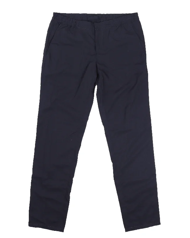 Dark Blue Straight Leg Nylon Trousers Trousers Capri Summer