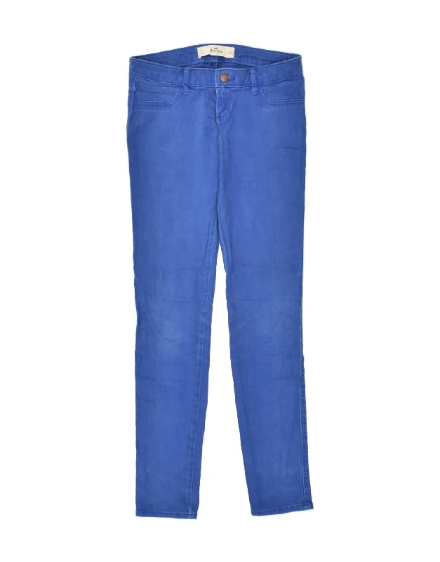 HOLLISTER Womens Skinny Casual Trousers W24 L28  Blue Cotton Trousers Elastic Waist Soft