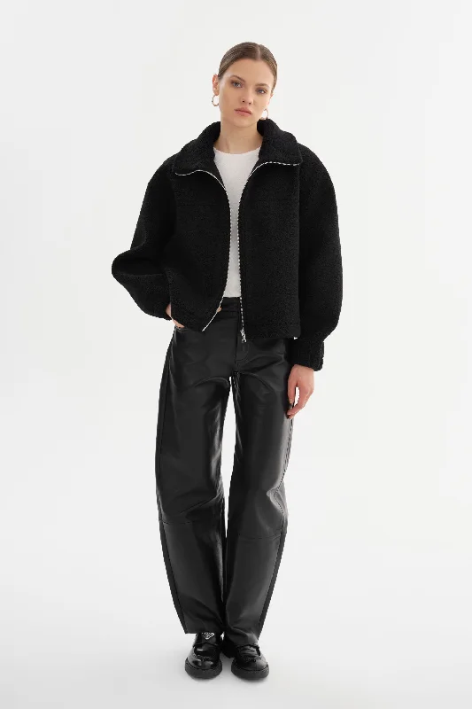 JAYNA | Sherpa Jacket Zippered Front Buttoned Front Snap Front