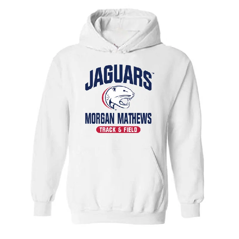 South Alabama - NCAA Women's Track & Field : Morgan Mathews - Classic Fashion Shersey Hooded Sweatshirt Hoodie with Patch Decorative Personalized