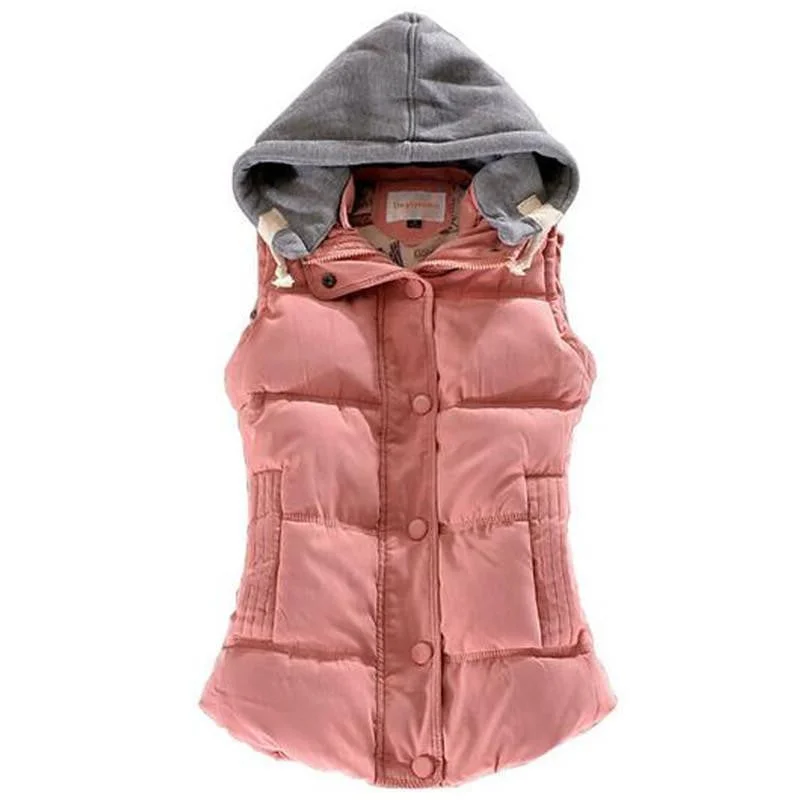 Women Fashion Waistcoat Hooded Thick Warm Down Cotton Wool Collar Vest Female Large Size Jacket&Outerwear BN293 Notch Collar Jacket Peter Pan Collar Jacket Cowl Neck Jacket