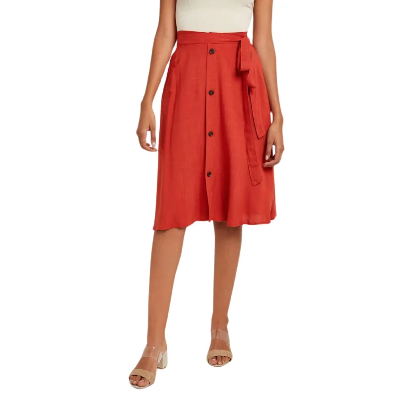 OXXO - Midi Skirt with Buttons zip skirt side