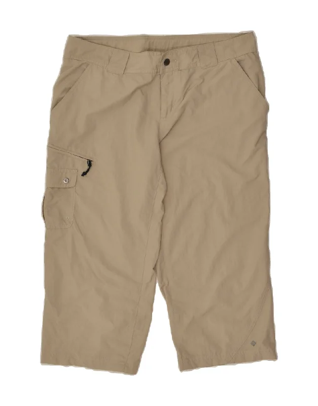COLUMBIA Womens Cargo Capri Trousers US 12 Large W36 L21 Brown Nylon Trousers Low Rise Relaxed