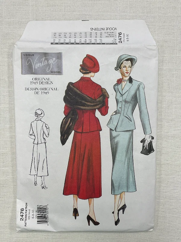 SALE 1949 Reproduction Vogue 2476 Pattern - Skirt and Jacket FACTORY FOLDED Print Jacket Jacquard Jacket Patchwork Jacket