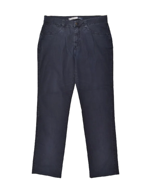 TRUSSARDI Womens Slim Casual Trousers W36 L34 Navy Blue Cotton Trousers fashionable chic