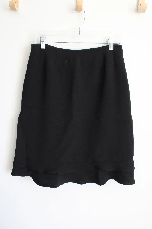 Kasper Black Ruffle Bottom Skirt | 8 Petite denim skirt fashionable