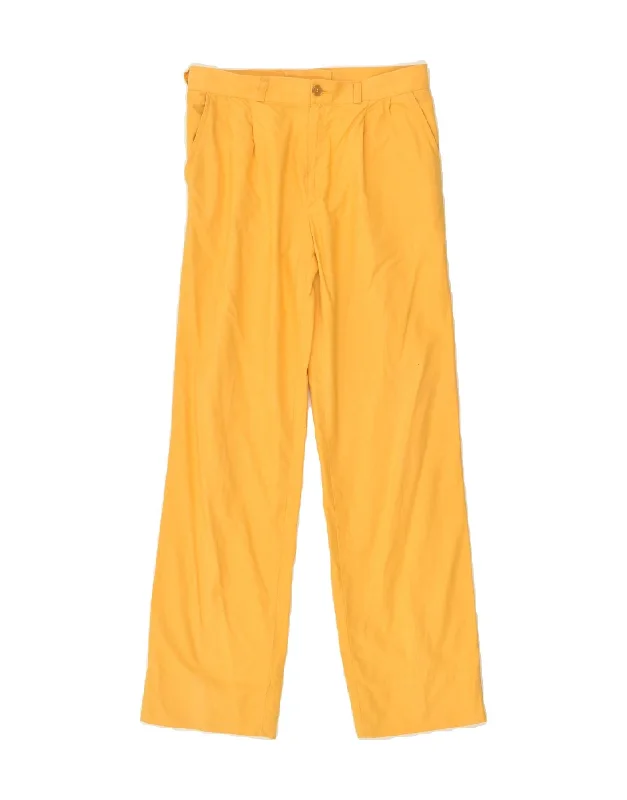 VINTAGE Womens Straight Casual Trousers IT 40 Small W27 L27 Yellow Cotton Trousers Brand Named