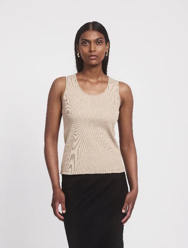 Azami Signature Rib Scoop Tank In Taupe stylish tank top