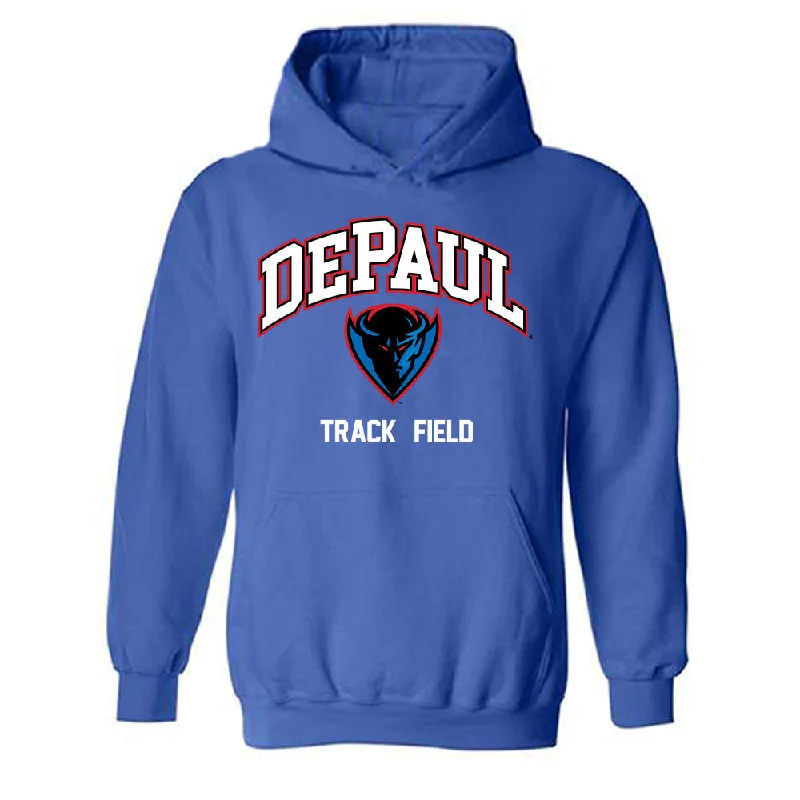 DePaul - NCAA Women's Track & Field : Ashley Noel - Classic Shersey Hooded Sweatshirt Hoodie with Exposed Zipper Edgy Industrial