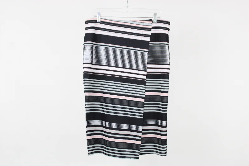 NEW New York & Company Striped Skirt | 14 silk skirt elegant