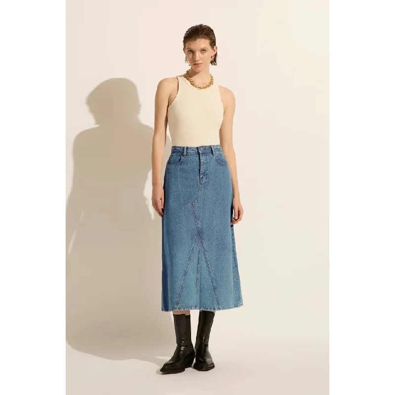 Outland Denim Ruby Maxi Skirt - Heritage ruffled skirt detail