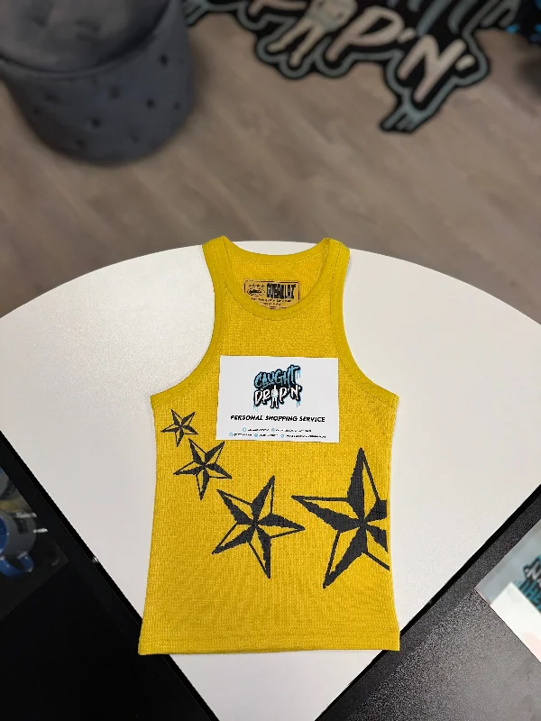 Women’s Corteiz Alcatraz Starz Tank Top Yellow cropped tank top