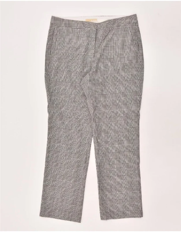 MICHAEL KORS Womens Slim Chino Trousers US 12 Large W34 L29  Grey Check Trousers Favorite Customer