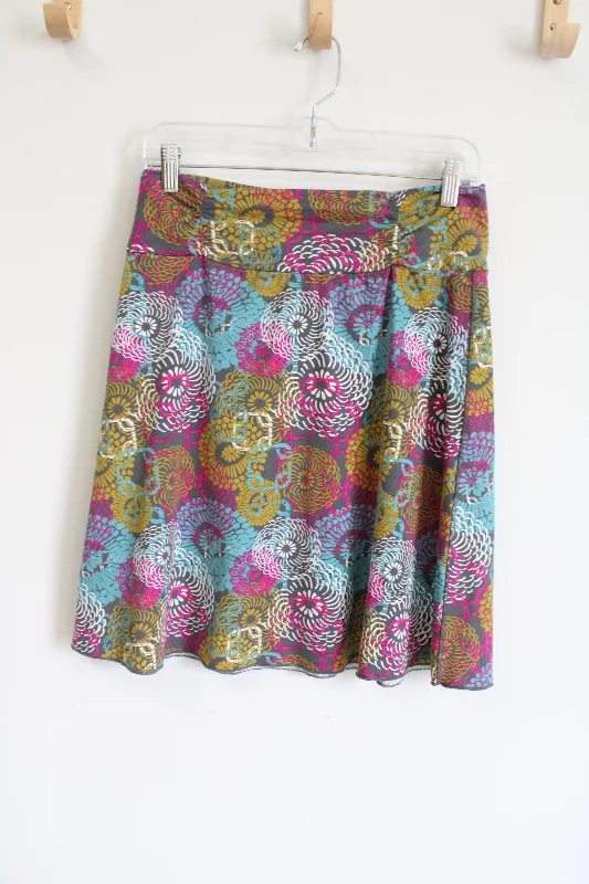 Soybu Multi-Colored Patterned Gray Skirt | S high waist skirt