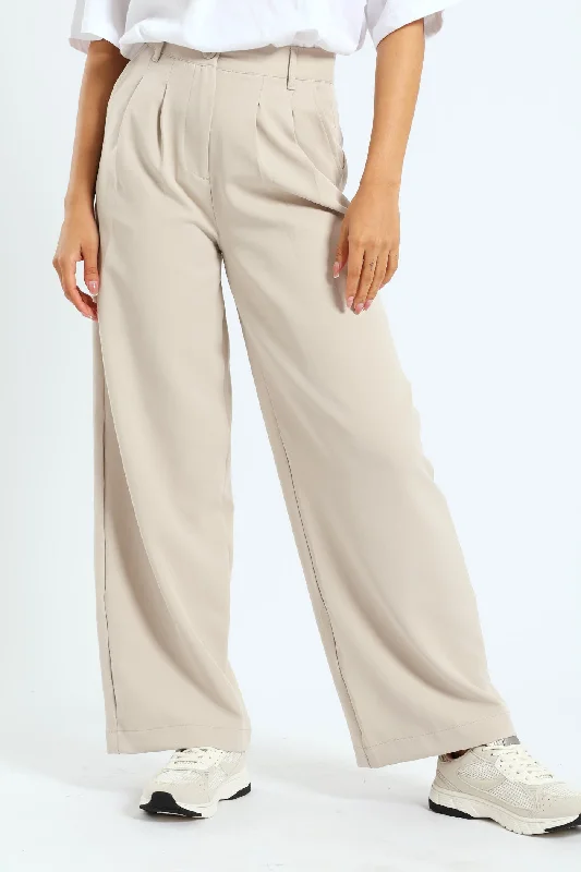 Cargo Pleated Trouser - Stone Trousers fashionable trendy