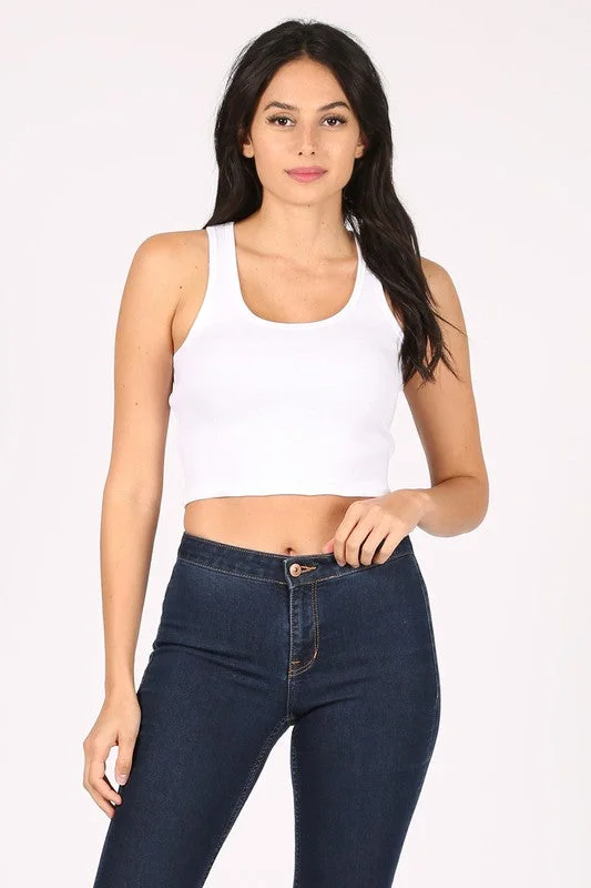 Cropped Mini Ribbed Tank Top gold tank top