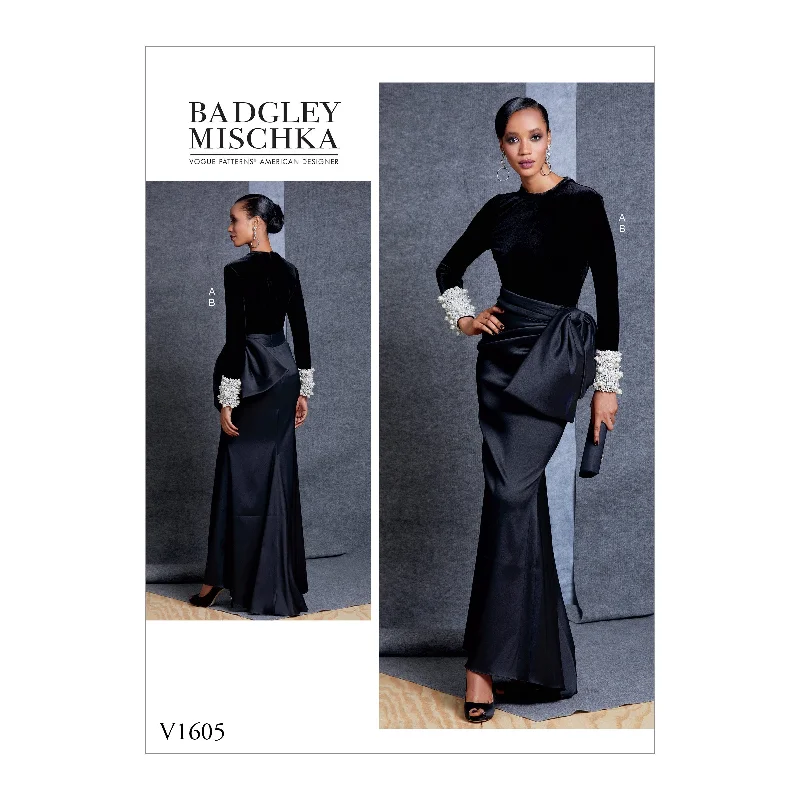 Vogue Pattern V1605 Misses' Top and Skirt velvet skirt plush