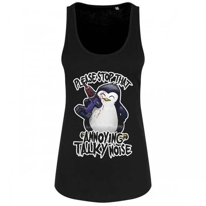 Psycho Penguin Ladies/Womens That Annoying Talky Noise Floaty Tank playful tank top