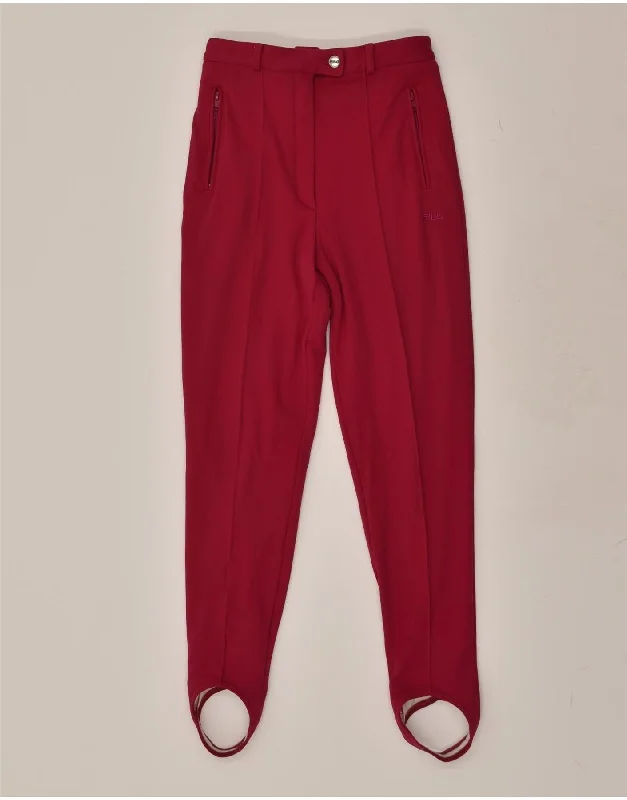 FILA Womens Stirrup Slim Trousers US 6 Medium W26 L30 Red Acrylic Trousers Cargo pockets