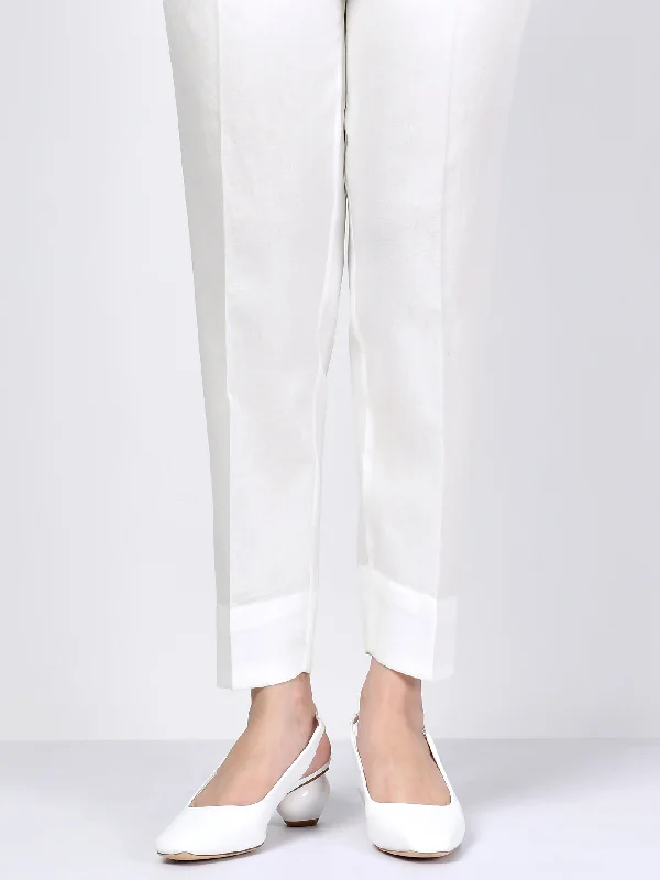 Satin Straight Trouser - White Trousers Ceremony Elegant