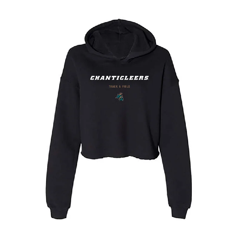 Coastal Carolina - NCAA Women's Track & Field : Amanda Kinloch - Women's Crop Fleece Hoodie Hoodie with Strings Custom Fit Adjustable