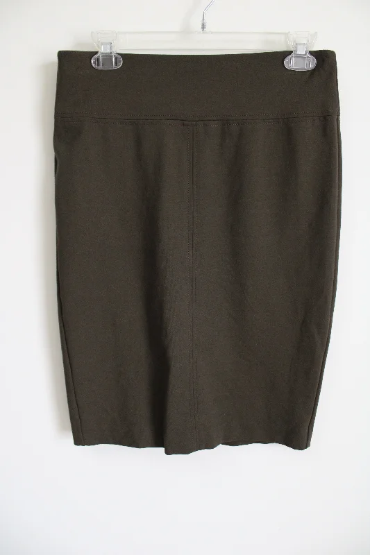 Ann Taylor Olive Green Stretch Skirt | 4 silk skirt smooth