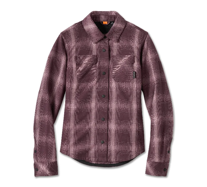 Harley-Davidson Women's H-D Operative 2.0 Riding Shirt Jacket - Plaid - Sassafras & Wistful Mauve Nylon Jacket Polyester Jacket Spandex Jacket
