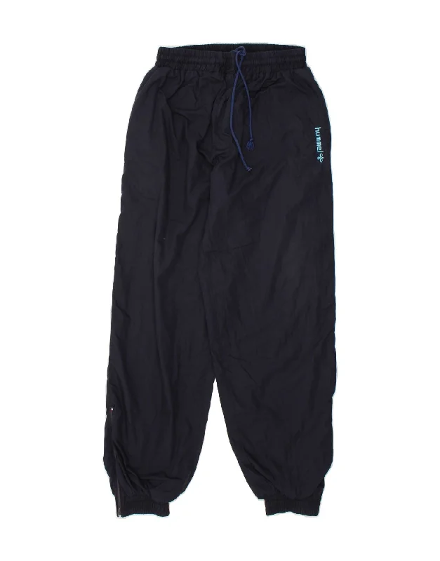 HUMMEL Womens Graphic Tracksuit Trousers Joggers US 6 Medium Navy Blue Trousers trendy modern