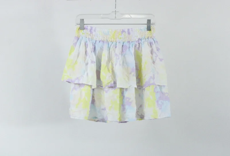 No Boundaries Pastel Tiered Skirt | L silk skirt sleek