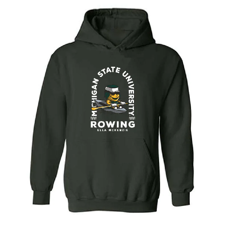 Michigan State - NCAA Women's Rowing : Ella McKenzie - Fashion Shersey Hooded Sweatshirt Hoodie with Button Classic Timeless