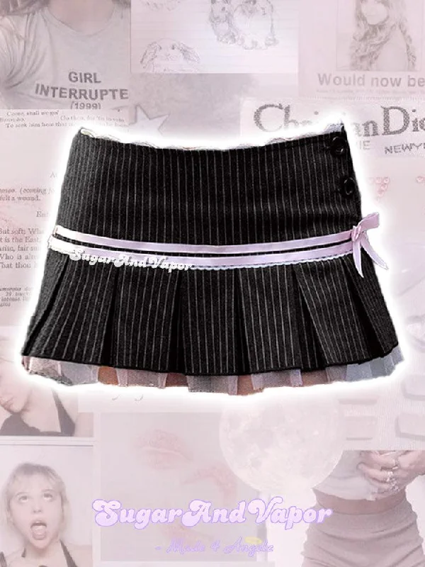 Vintage Pinstripe Coquette Micro-Mini Skirt cashmere skirt plush