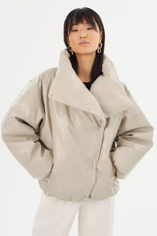 RONNIE | Faux Leather Puffer Jacket Cotton Jacket Linen Jacket Terry Jacket
