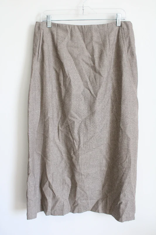 Harve Benard Tan White Herringbone Wool Skirt | 16 leather skirt refined