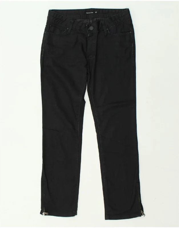 MASSIMO DUTTI Womens Straight Casual Trousers W26 L26 Black Cotton Trousers Office Stylish