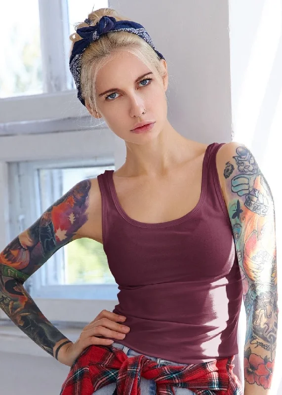 Solid Women Tank Top - Wine cropped tank top