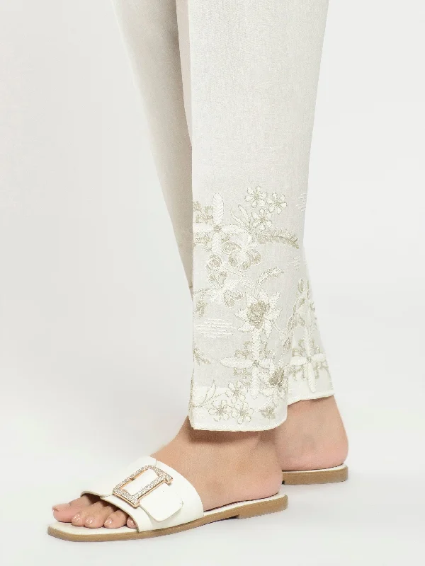 Embroidered Cambric Trouser Trousers Pleated Formal