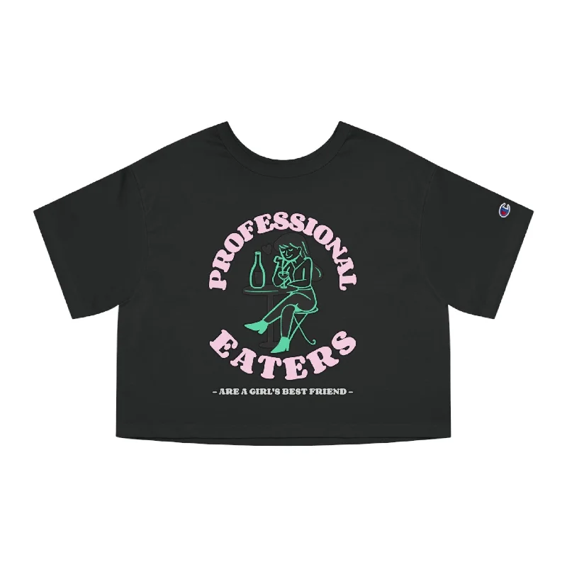 Professional eaters are a girl's best friend - Women's Champion Crop Top Fleece Nylon Spandex