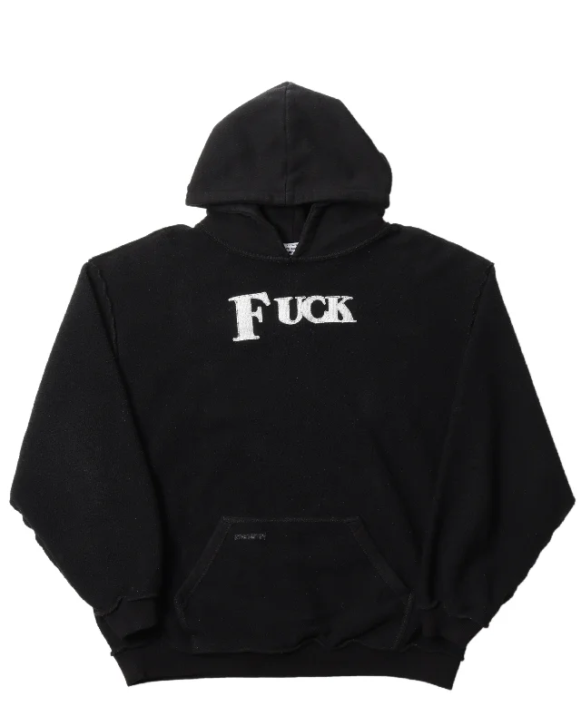 FW19 "Fuck" Inside-Out Hoodie Hoodie with Ribbed Neckline Snug Warm