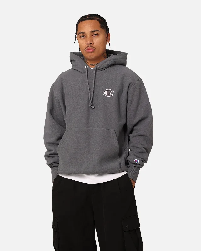 Champion Reverse Weave Big C Hoodie Medium Gray Hoodie with Strings Custom Fit Adjustable